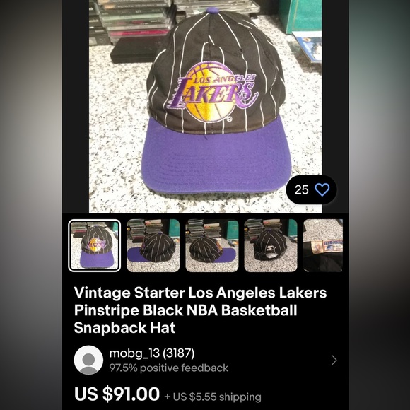 Vintage 90s LA Lakers 🏀 Pinstripe Starter snapback hat baseball cap Los Angeles - Picture 16 of 16